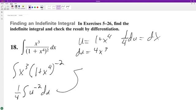 find the integral of x^3/(1+x^4)^2 dx