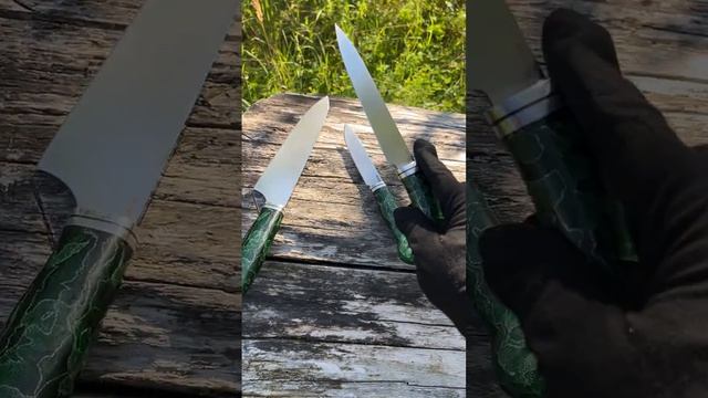 Набор кухонных ножей "Green" м390  акриловый камень
