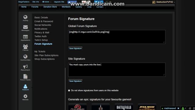 Adding Enjin Forum Signature