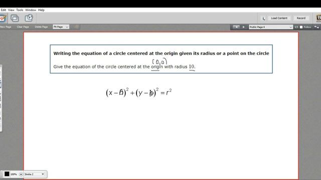 Writing the equation for a circle centered at the origin given its radius