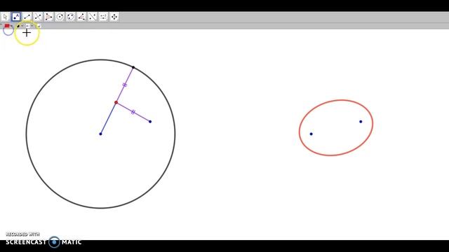 Silent video: constructie ellips vanuit richtcirkel, en constructie richtcirkel vanuit ellips