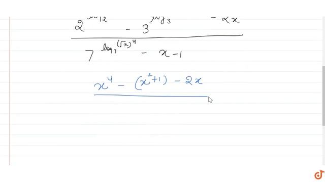 IIT JEE LOGARITHM Prove that 
`(2^((log)_2 1/4x)-3^(log)_(27)(x^2+1)^3-2x gt )/(7^(4(log)_(49)x)-..