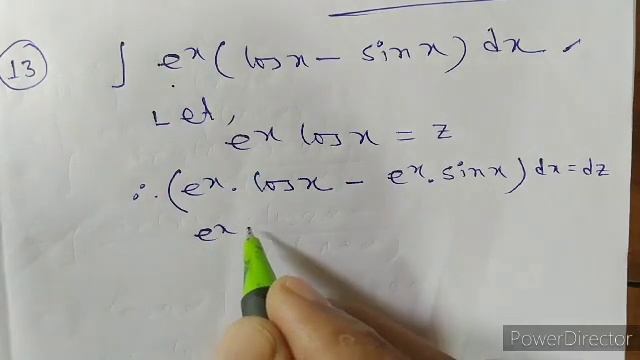 Class12 Lesson6A LQ -13 SNDEY Integral of e^x(cos x -sin x)dx @mathematics_online