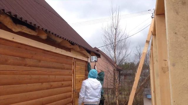 Пристройка веранды к деревянному дому. Пристройка из каркаса.