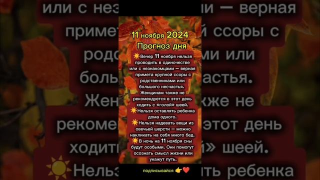 Прогноз дня на 11 ноября 2024