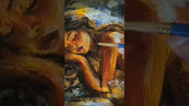 в процессе создания Арта девушка