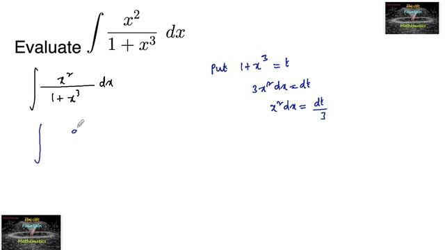 Evaluate integral ∫x²/1+x³ dx Indefinite Integrals RD Sharma Class 12 part 2 Chapter  VSAQ solution