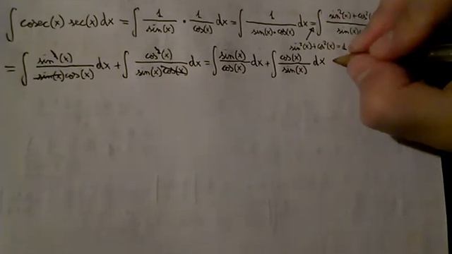 Integral of cosec(x)sec(x) (substitution)