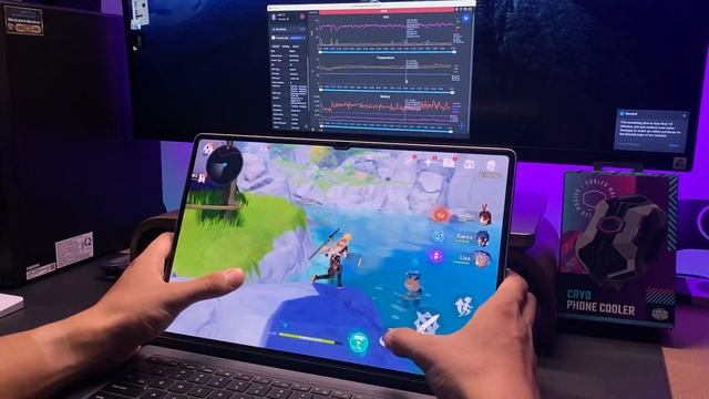 Chơi Genshin Impact trên Galaxy Tab S9 Ultra (Snap 8 Gen 2 For Galaxy, RAM 12 GB)