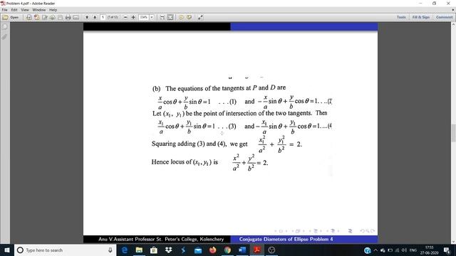 Conjugate Diameters of Ellipse: Problem 4(b)