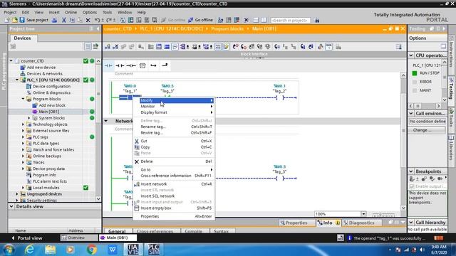 how to use down counter in tia portal siemens CTD