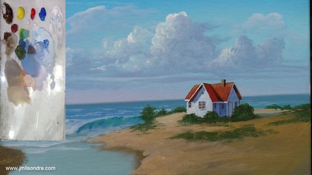 Acrylic Landscape Painting Tutorial / Tropical Beach House / JMLisondra