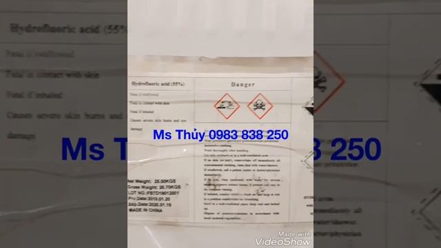 Acid Flohydric HF nhập khẩu từ Trung Quốc