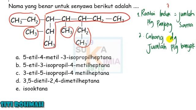 Cara Mudah  Menentukan Nama IUPAC Alkana (Latihan hidrokarbon)  part 4-Kimia SMA