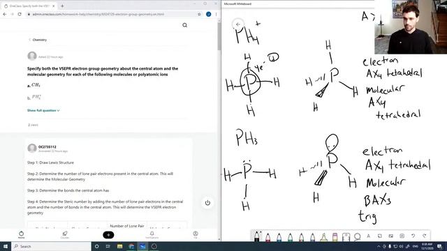 Specify both the VSEPR electron group geometry about the central atom and the molecular geometry fo