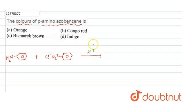 The colours of p-amino azobenzene is