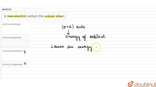 A new electron enters the orbital when: