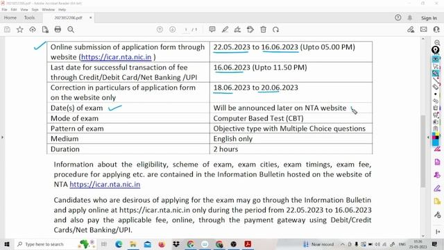 Applications for ICAR Entrance Exam-2023 PG) and Ph.D