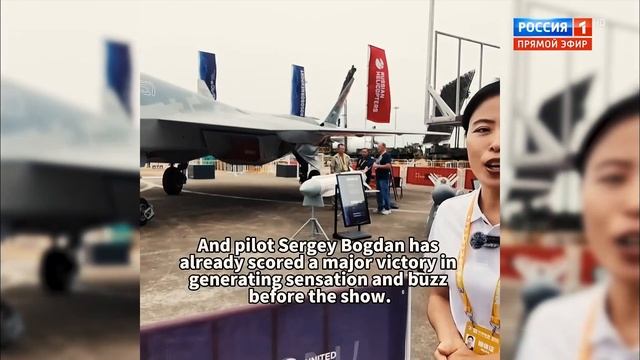 Истребляющий Истребитель су-57 на выставке в Китае