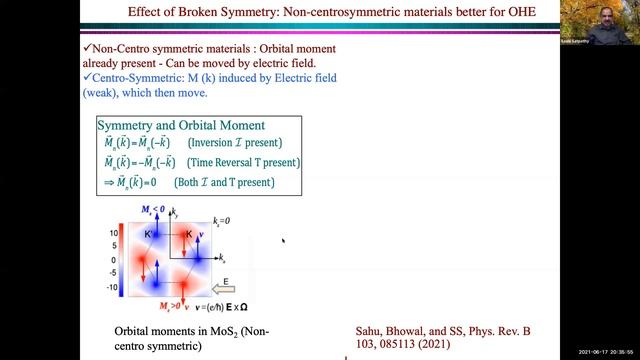 Prof.  Sashi Satpathy : Orbital Hall Effect in 2D transition-metal dichalcogenides