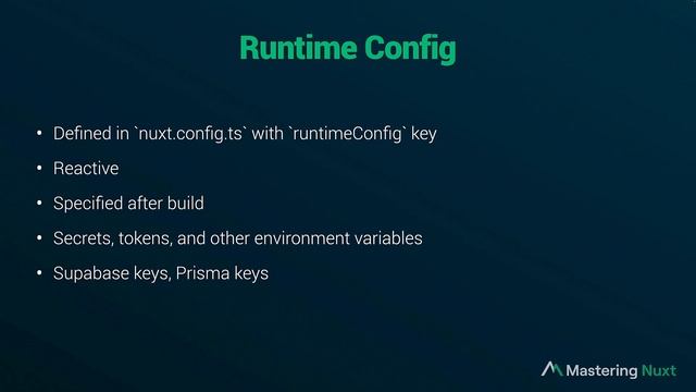 076 - Mastering Nuxt - 7-6 Runtime Config and App Config - HD