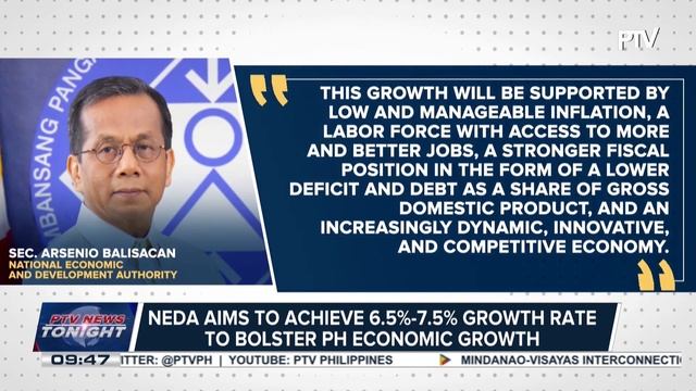 NEDA aims to achieve 6.5%-7.5% growth rate to bolster PH economic growth