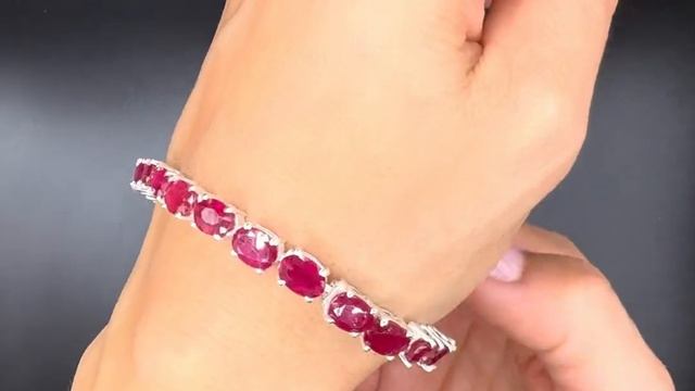 Браслет с рубином Ювелирная огранка На обхват запястья 16-18 см Замок защелка с протектором РУБ042
