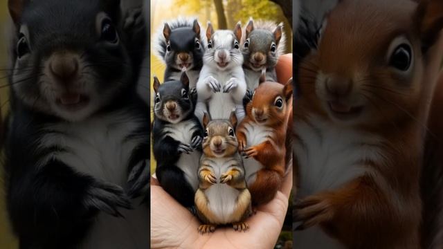 🐿️Лесные белочки решили согреться в ручках в осеннем лесу 🐿️#белка#белки#лес#осень