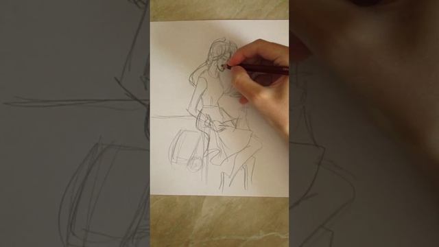 Быстрый фэшн скетч карандашом набросок  #drawing #art #fashionillustration #sketch