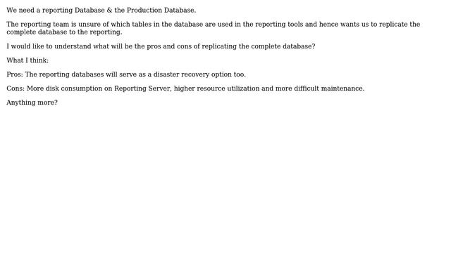 Databases: SQL Replication: Which tables/views should be a part of replication?