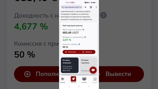 Макросматик предполагаемая доходность 5-7 % в месяц. Вся правда, без маркетенновых уловок