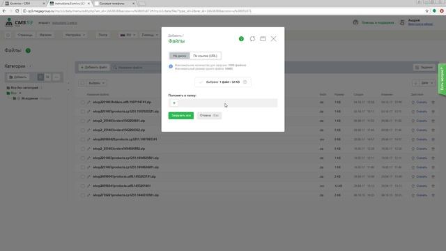 Добавление файла с диска CMS.S3 от Мегагрупп.ру