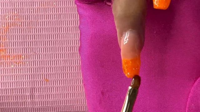 Non-Dominant hand. Beginner friendly| Orange ombre. glitter encapsulation. Easy nail art