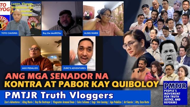 VLOGGERS PARA SA KATOTOHANAN 03/09/2024: ANG MGA SENADOR NA KONTRA AT PABOR KAY QUIBOLOY