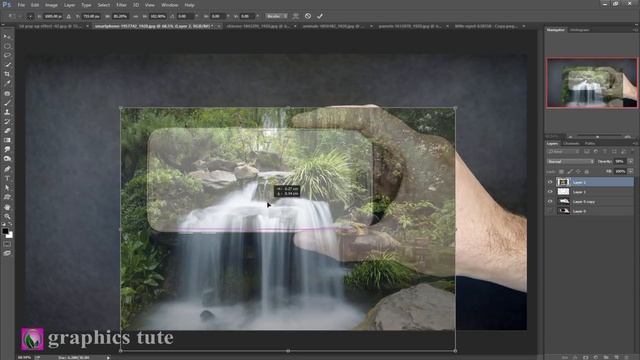 3D Waterfall On Mobile(3D Pop Out Effect) Photo Manipulation In Photoshop - Photoshop CC