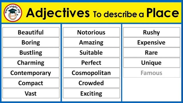 Adjectives to describe a place | List of 40 adjectives in English