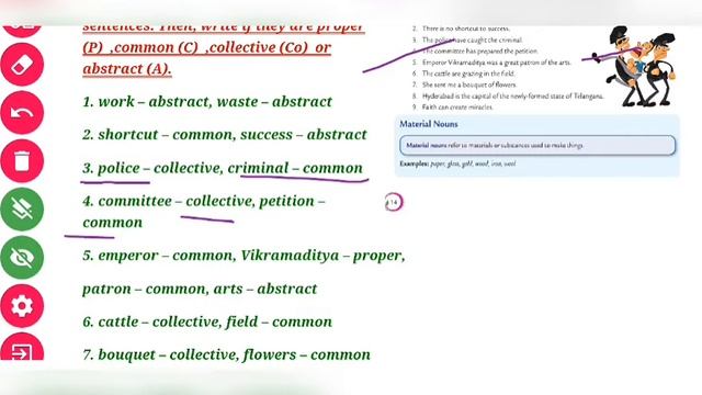 Class 7th Collins answer key English Grammar & Composition lesson 1 Noun.  All exercises ICSE Board