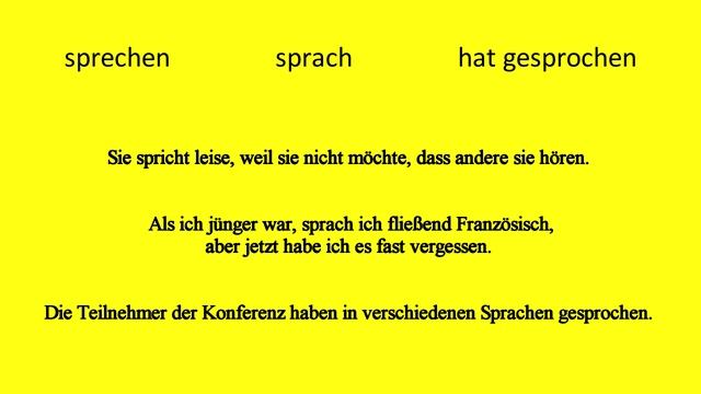 Немецкие глаголы с примерами. Уровень A1 (sprechen)