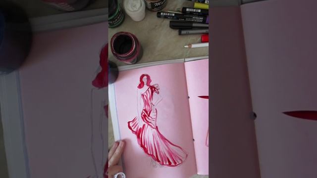 Быстрый фэшн скетч в крафтовом скетчбуке #drawing #art #fashionillustration #sketch