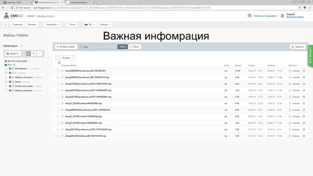 Поиск по файлам CMS.S3 от Мегагрупп.ру