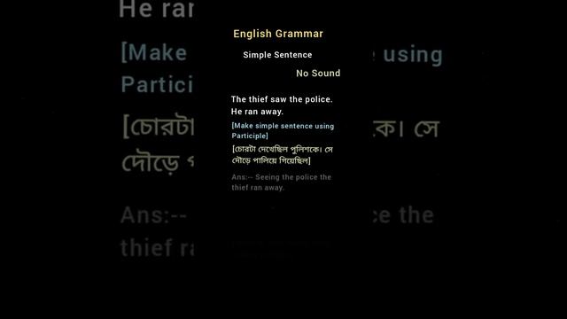 The thief saw the police. He ran away. [Make simple sentence using Participle]
