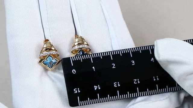 Золотые серьги Александра с топазом и фианитом кл2897а-78ск