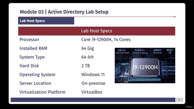 AD Pentest 03 Module  - 3 -Lab Host Specs