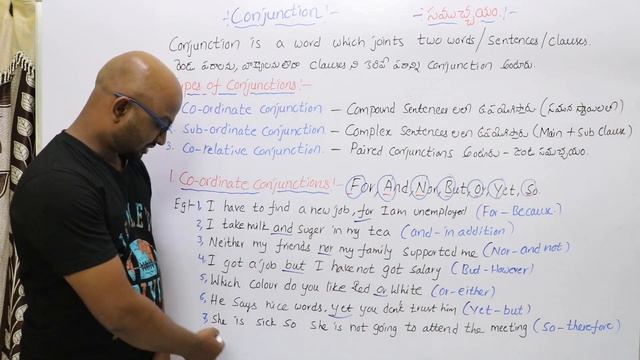 Conjunction In English Grammar In Telugu, Types of Conjunctions in Telugu, Basic English Grammar