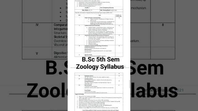 B.Sc 5th Sem Zoology Syllabus paper-2(Diversity of chordates on comparative anatomy) #biology #pdf