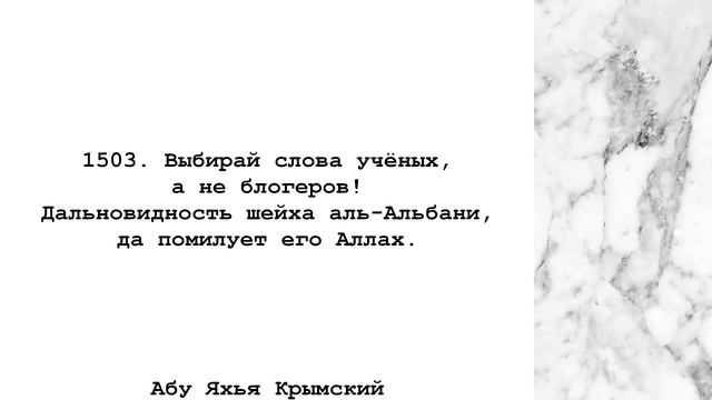 Выбирай слова учёных, а не блогеров! Дальновидность шейха аль-Альбани, да помилует его Аллах!