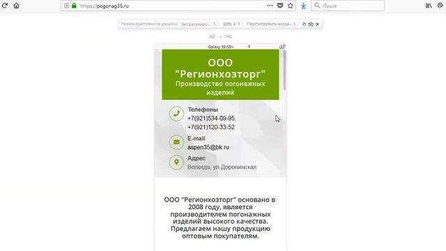 Создание сайта на заказ, видеообзор результата pogonag35.ru