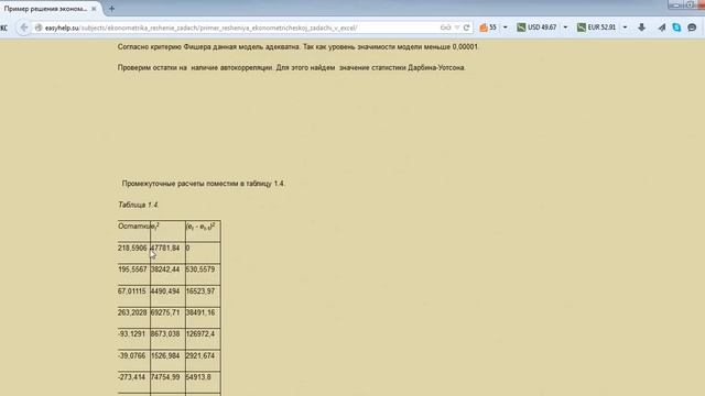 Эконометрика. Построение модели множественной регрессии в Excel.
