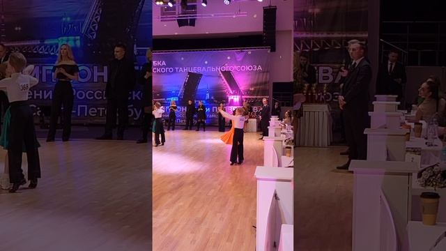 Вика и Витя танцуют в паре один месяц. Первый турнир. N-класс. Викуле 8 лет. Май 2023.