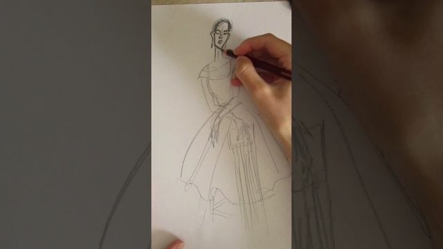 Быстрый фэшн скетч в крафтовом скетчбуке #drawing #art #fashionillustration #sketch